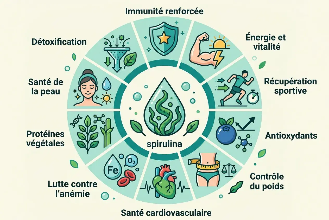Les 10 bienfaits de la spiruline illustrés